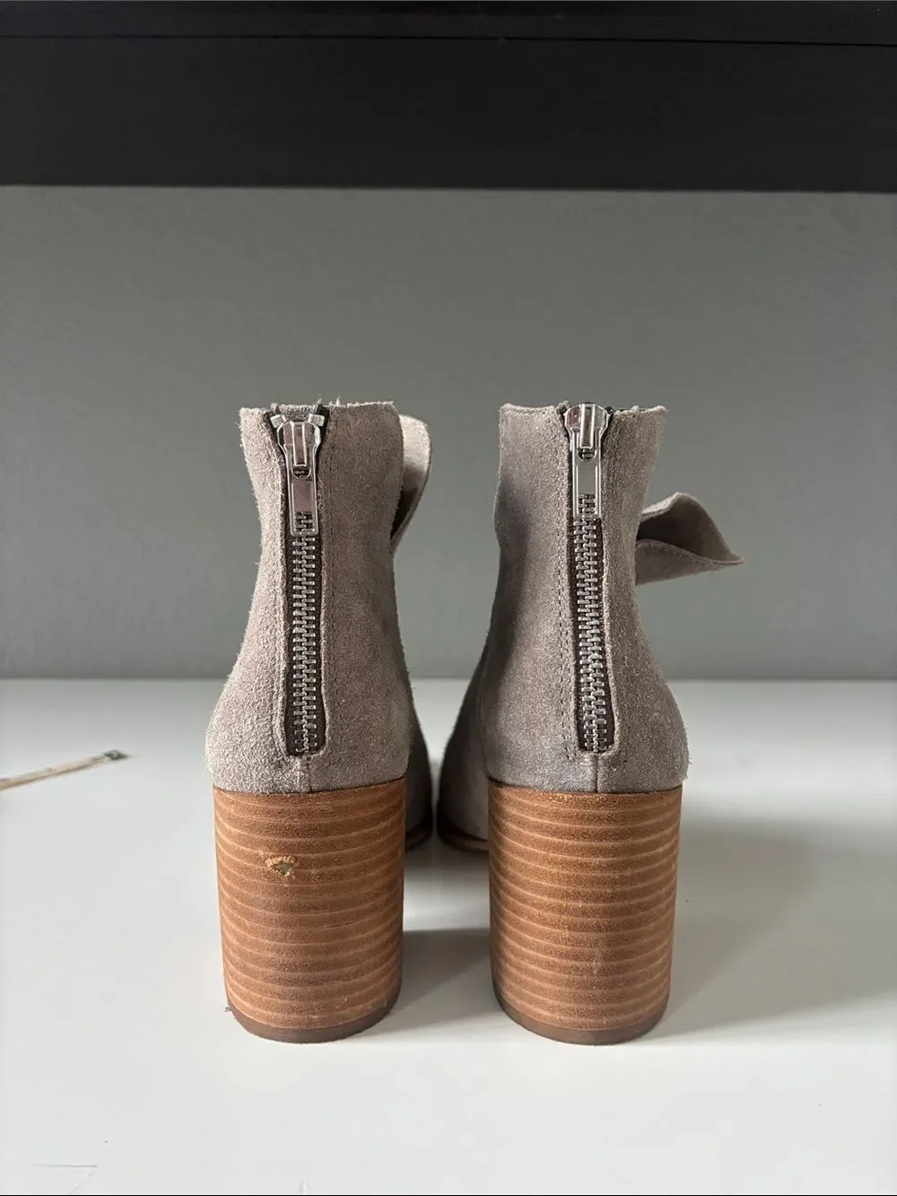 Steve Madden Taupe Suede Cutout Ankle Booties